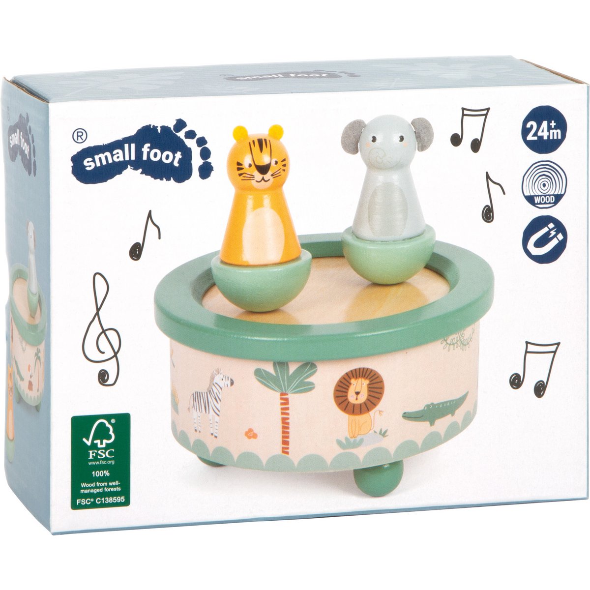 Ξύλινο μουσικό κουτί Safari με μαγνητικές φιγούρες