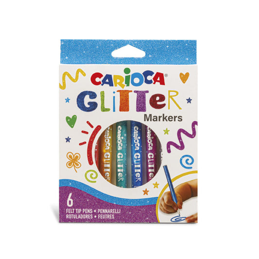 Carioca Glitter Markers, 6 colours