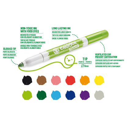 Fabric painting markers, Carioca Fabric, 12 colors