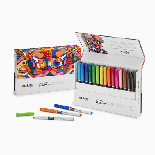 Carioca plus prisma fiber tip markers - case with 30 colors
