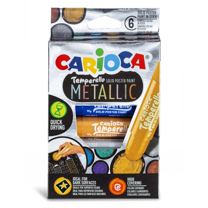 Τέμπερα σε στικ, Carioca Temperello metallic, 6 χρώματα