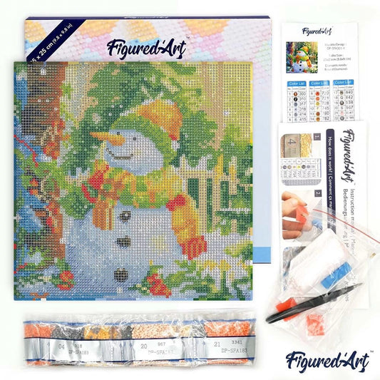 Χιονάνθρωπος-Diamond painting 25x25 cm