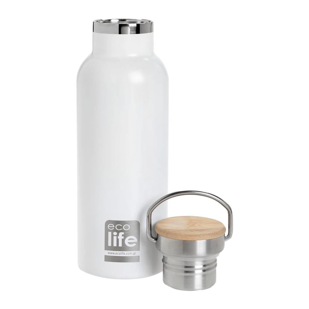 Παγούρι-ανοξείδωτο θερμός 500 ml bamboo λευκό  Ecolife