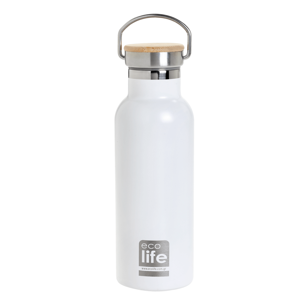 Παγούρι-ανοξείδωτο θερμός 500 ml bamboo λευκό  Ecolife