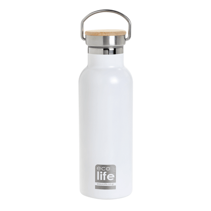 Παγούρι-ανοξείδωτο θερμός 500 ml bamboo λευκό  Ecolife
