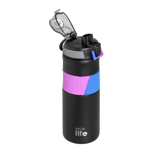 Παγούρι-ανοξείδωτο θερμός 500 ml silicon retro Ecolife μαύρο