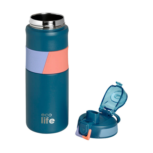 Παγούρι-ανοξείδωτο θερμός 500 ml silicon retro Ecolife μπλε