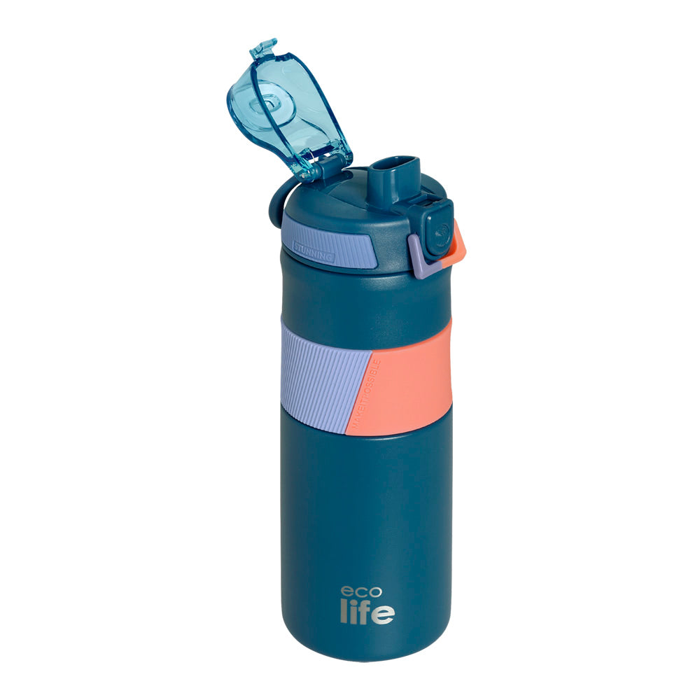 Παγούρι-ανοξείδωτο θερμός 500 ml silicon retro Ecolife μπλε
