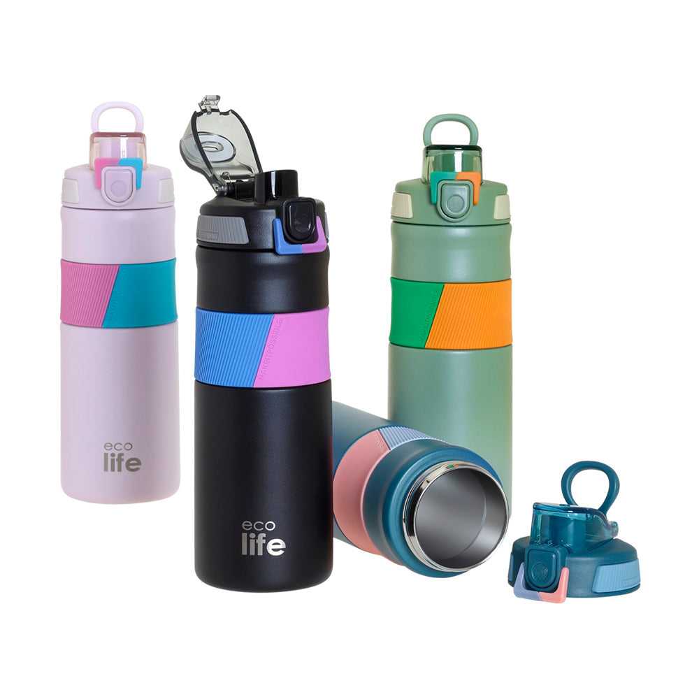 Παγούρι-ανοξείδωτο θερμός 500 ml silicon retro Ecolife μπλε