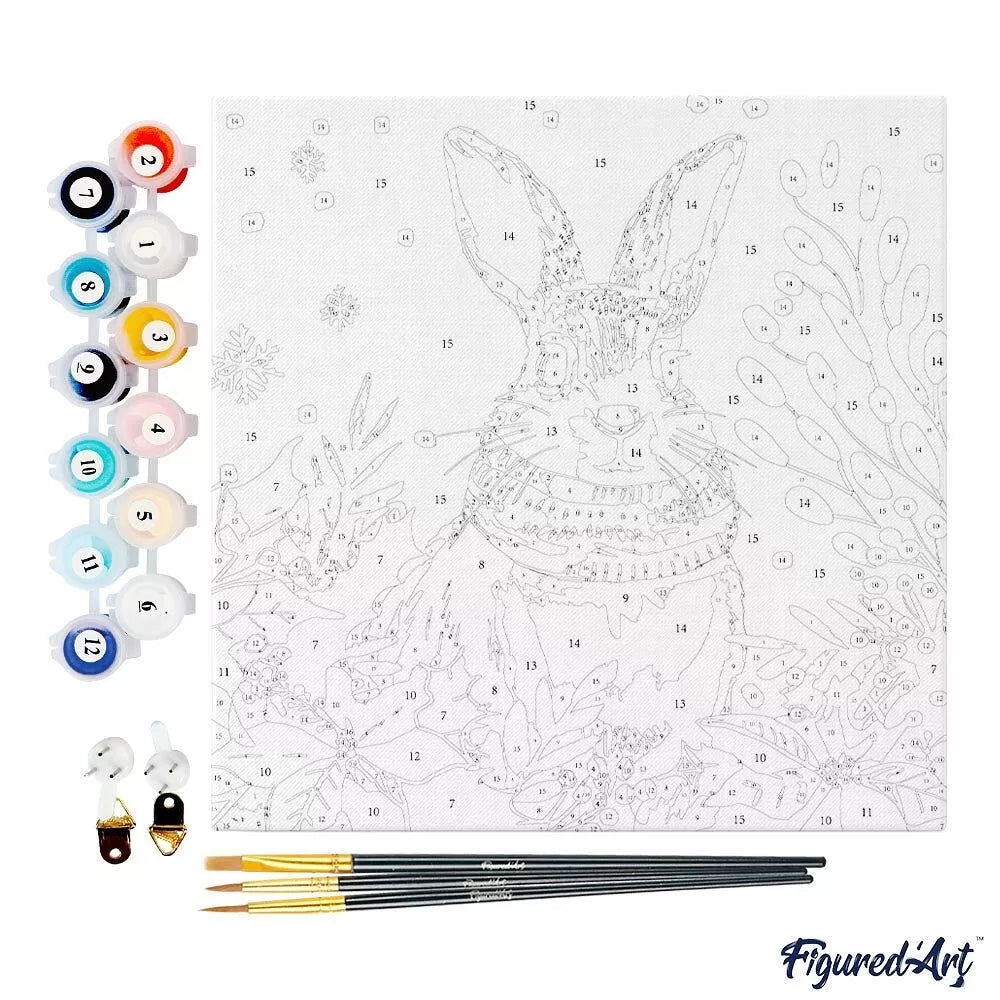 Χριστουγεννιάτικο κουνελάκι-Κιτ ζωγραφικής με αριθμούς με τελάρο