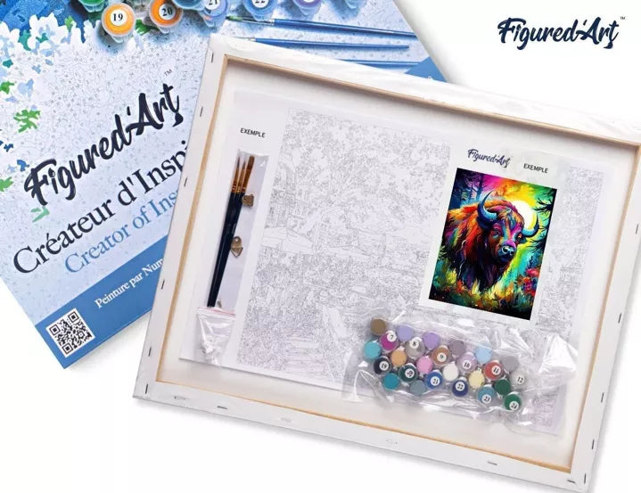 Colorful Bison - Paint by Number Kit with Frame