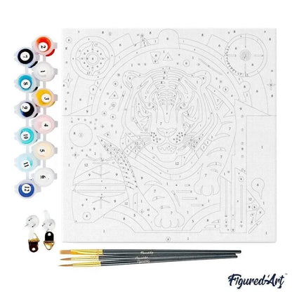 Τίγρη-Κιτ ζωγραφικής με αριθμούς με τελάρο