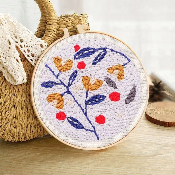 Κλαδιά με λουλούδια-Κιτ κεντήματος με punch needle