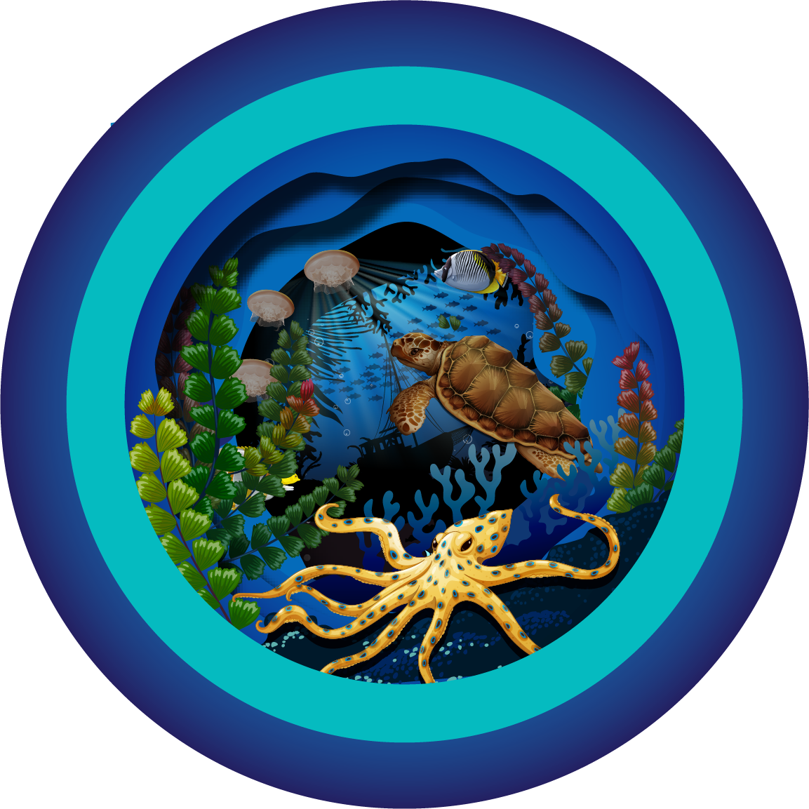 Ευχετήρια κάρτα 3D "Βυθός στο βάθος"