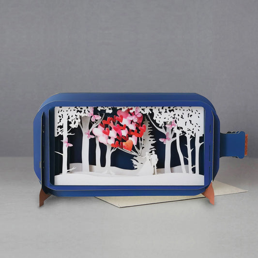 Ευχετήρια κάρτα "Valentines in the woods", pop up 3D