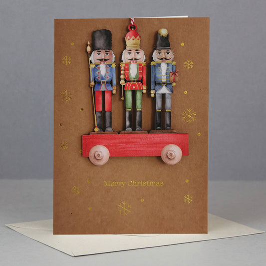 Greeting card with nutcracker ornament