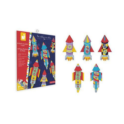 Crafts with making 10 paper rockets 7+