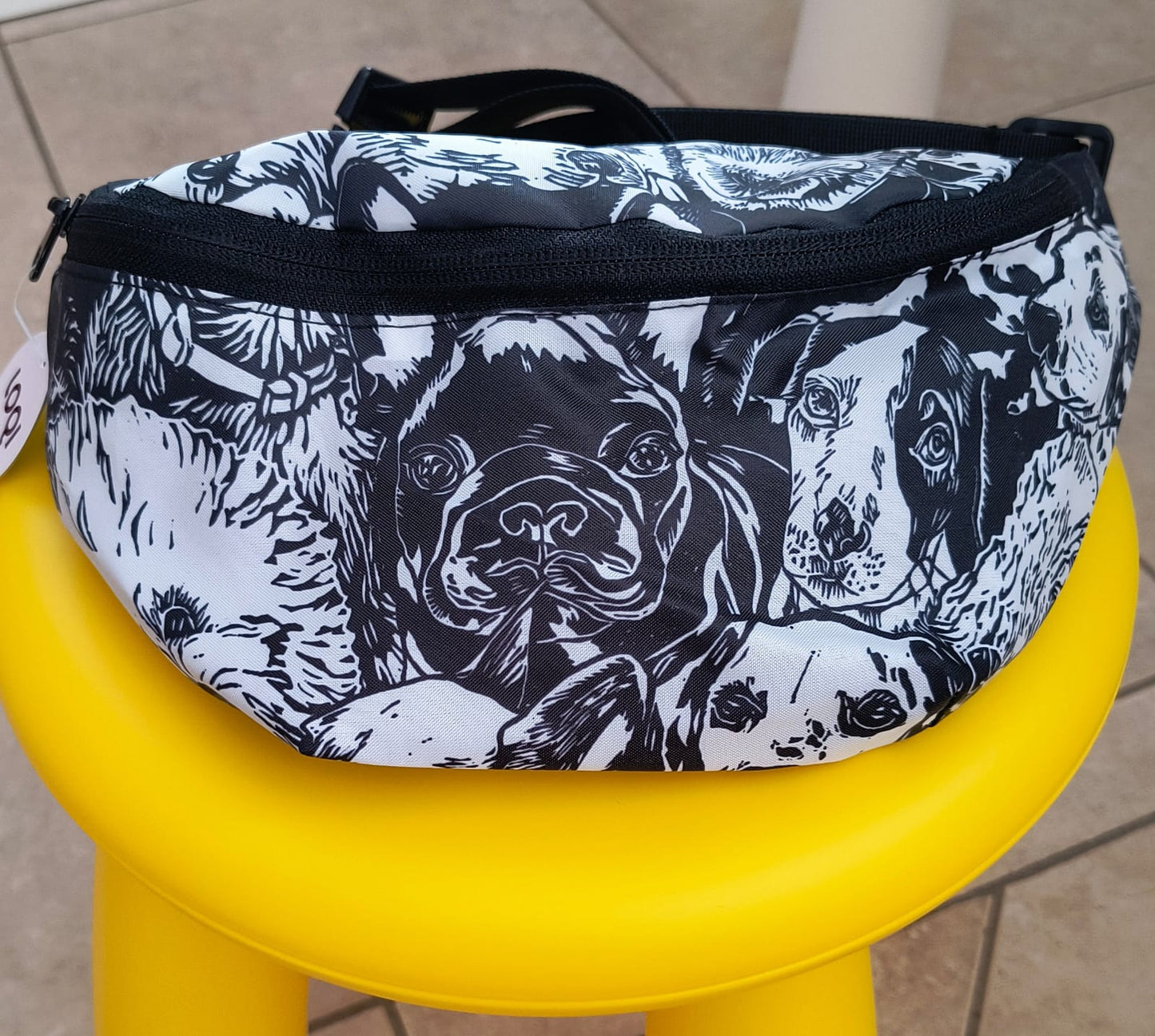 Loqi red poppy bee dogs Recycled Bumbag waist bag 