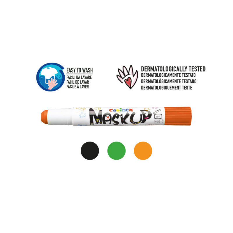 Μαρκαδόροι προσώπου Carioca mask up - pumpkin, 3 χρώματα 43490
