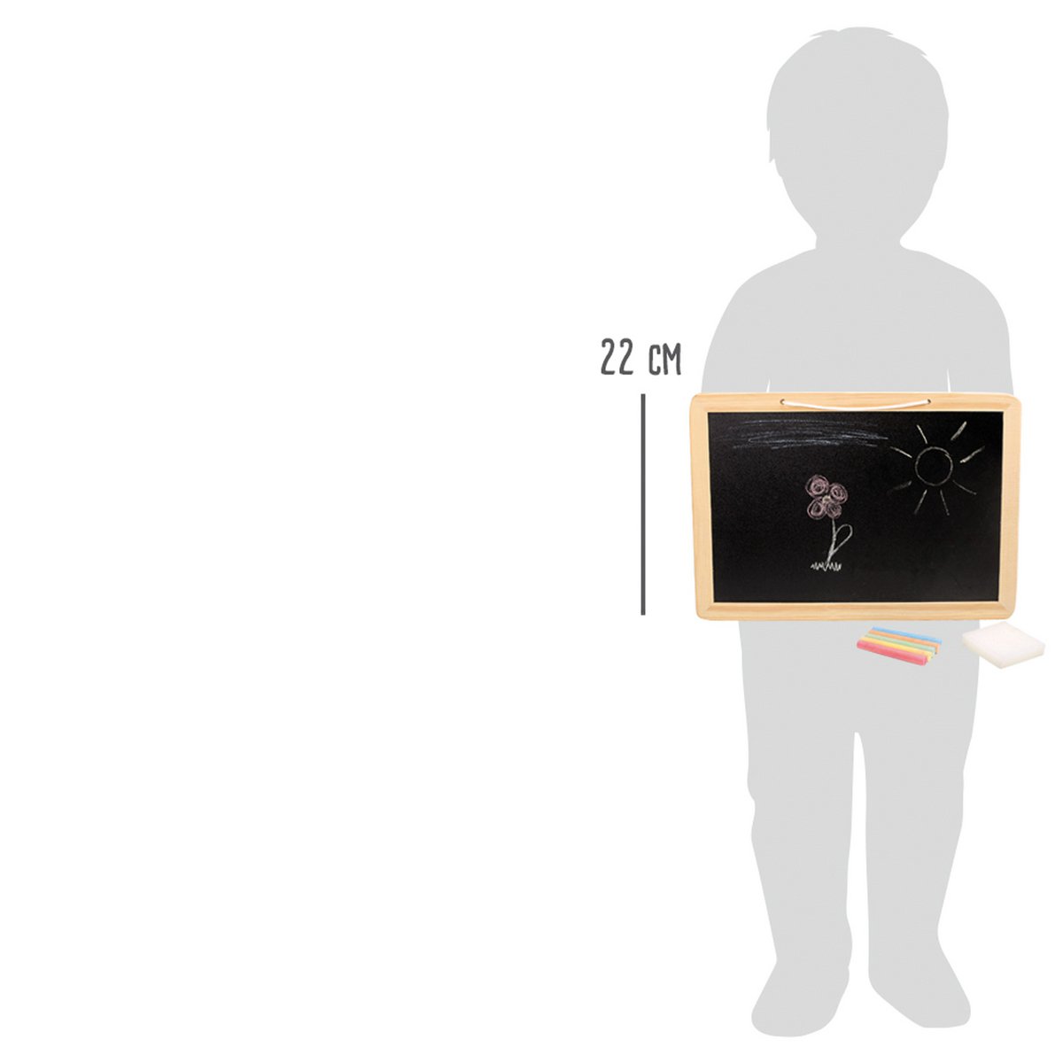 Wooden chalkboard 24x34 cm with chalks and sponge