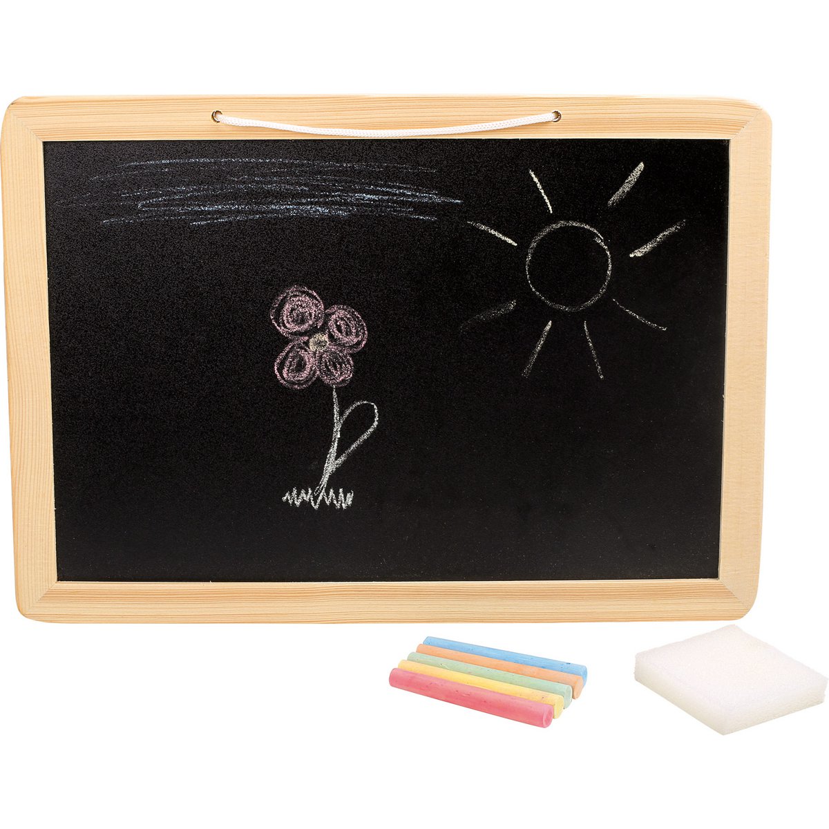 Wooden chalkboard 24x34 cm with chalks and sponge