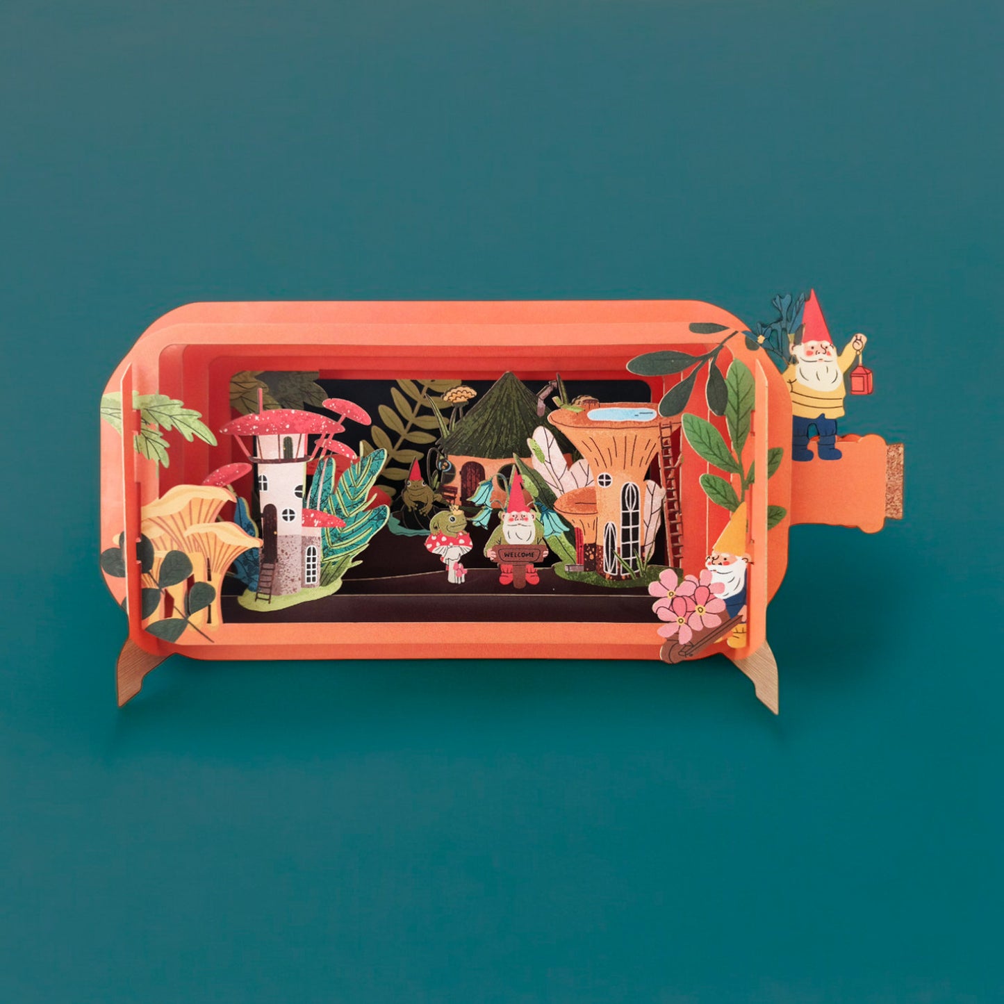 Greeting card "The Village of Dwarves", pop up 3D