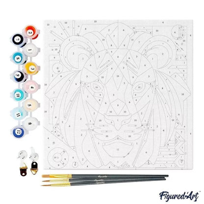 Λιοντάρι-Κιτ ζωγραφικής με αριθμούς με τελάρο