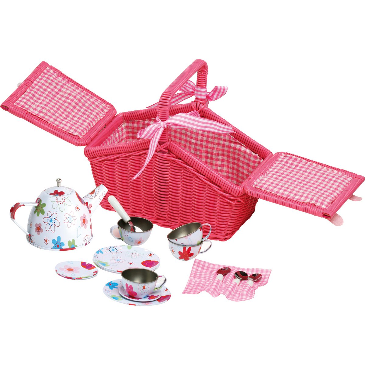 Picnic basket with play dishes