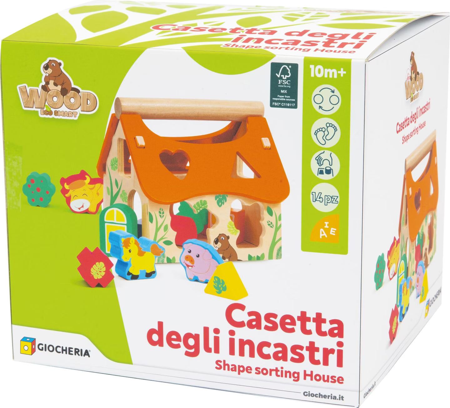 Ξύλινο σπιτάκι ταξινόμησης με ζωάκια και σχήματα Sevi