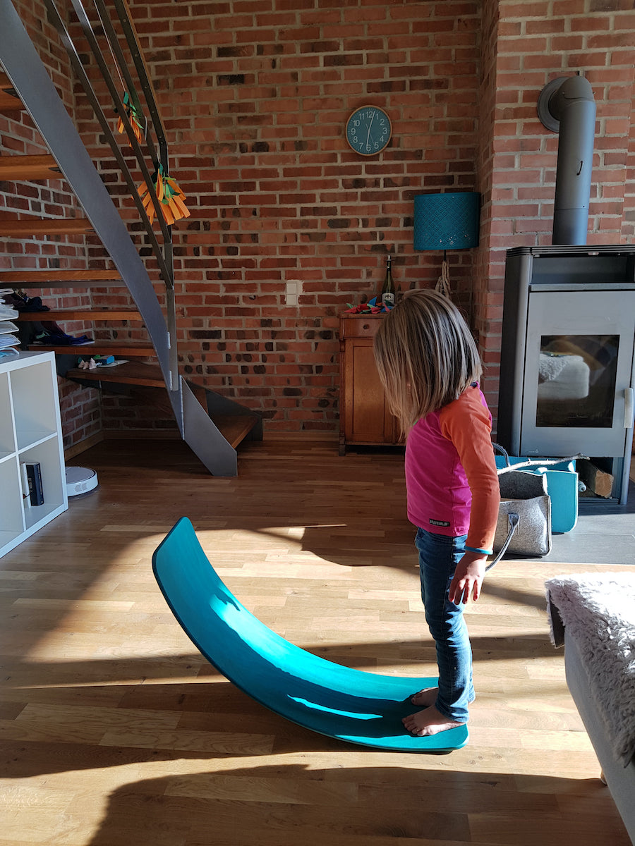 Εύκαμπτη ξύλινη σανίδα ισορροπίας das.Brett, χρώμα πετρόλ