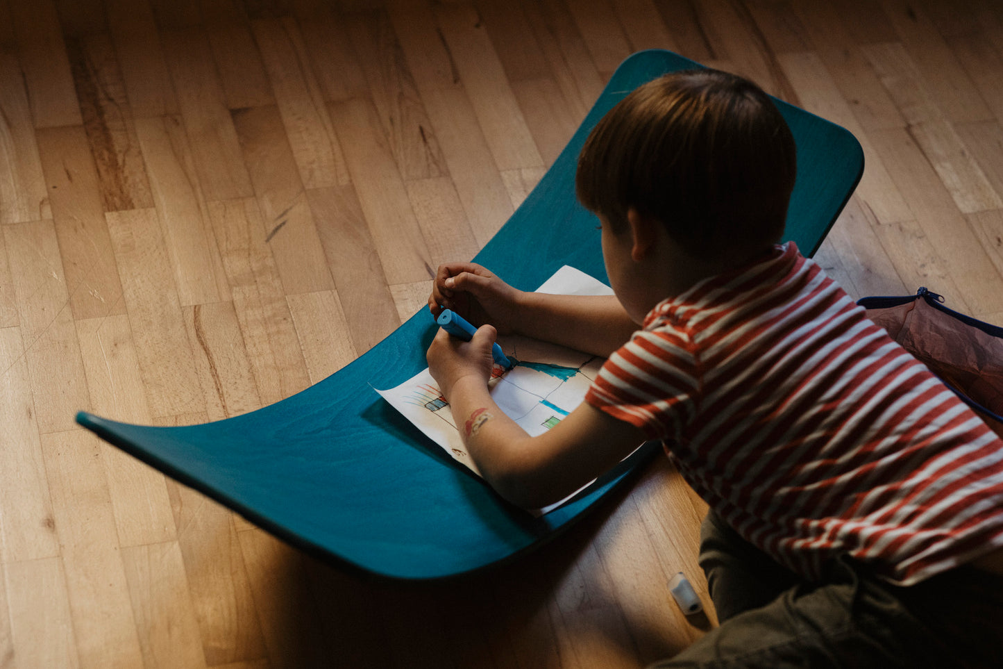 Εύκαμπτη ξύλινη σανίδα ισορροπίας das.Brett, χρώμα πετρόλ