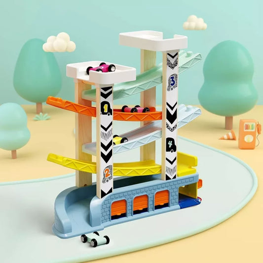 Ξύλινη ράμπα αυτοκινήτων με γκαράζ