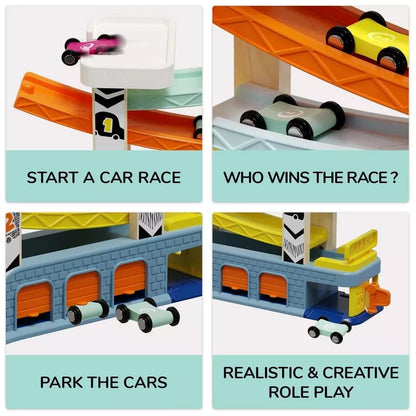 Ξύλινη ράμπα αυτοκινήτων με γκαράζ