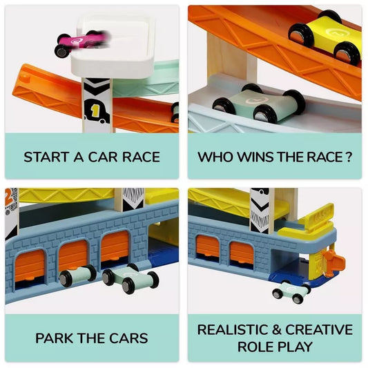 Ξύλινη ράμπα αυτοκινήτων με γκαράζ