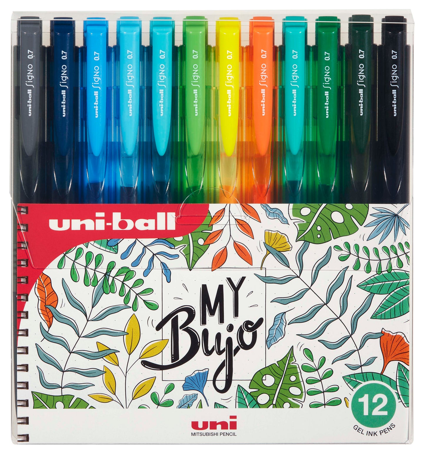 Σετ από 12 χρωματιστά στυλό gel Uniball Signo Bujo