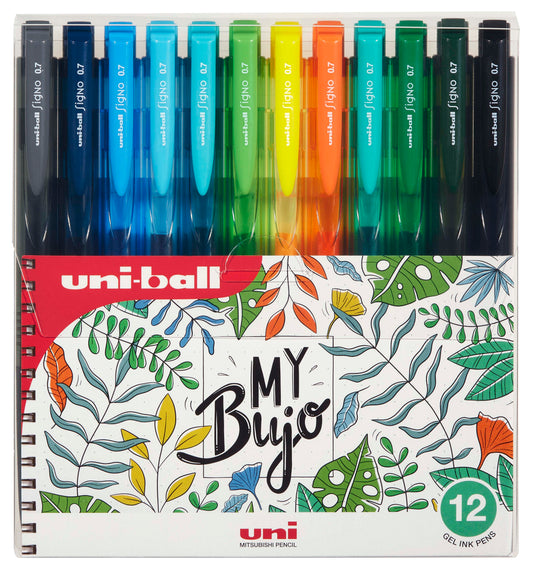 Σετ από 12 χρωματιστά στυλό gel Uniball Signo Bujo