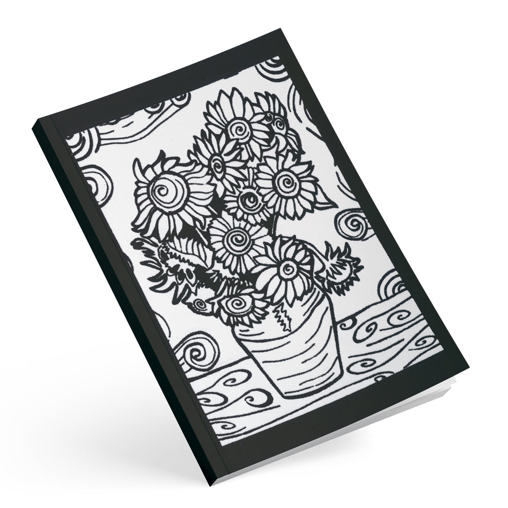 Τετράδιο Velvet A5 βιβλιοδετημένο, ριγέ, ηλιοτρόπια