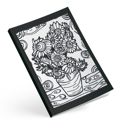 Τετράδιο Velvet A5 βιβλιοδετημένο, ριγέ, ηλιοτρόπια