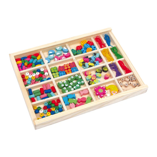 Box with wooden beads for jewelry