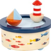 Ξύλινο μουσικό κουτί με καραβάκι και φάρο