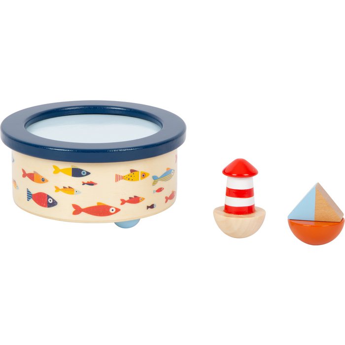 Ξύλινο μουσικό κουτί με καραβάκι και φάρο