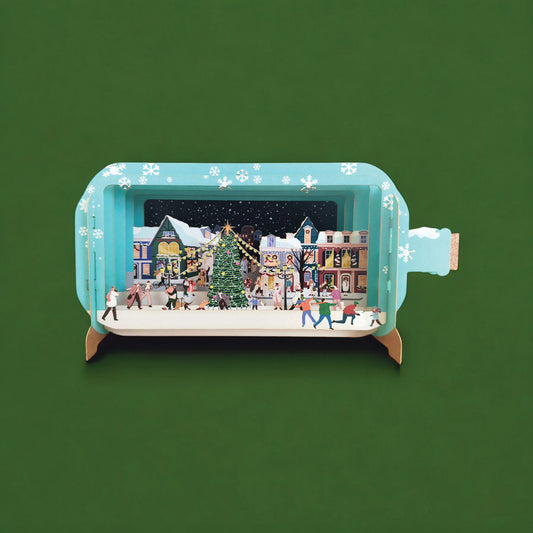 Greeting card "Christmas in the city", pop up 3D